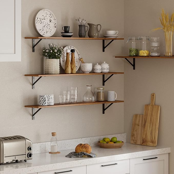 Long Wall Shelves, 47.3Inch Wooden Floating Shelves - Image 5