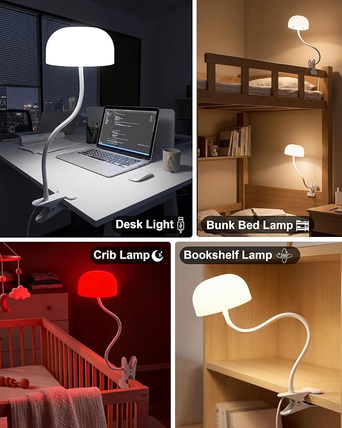 Clip on Light for Bed, Headboard Reading Lamp, Dorm Room Essentials | Flexible - Image 9