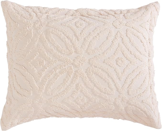 Beatrice Home Fashions Wedding Ring Standard Cotton Chenille Sham, Blush | by BeatriceHomeFashions
