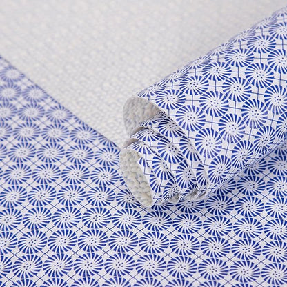 RAY STAR 18X96 Inch Shelf Liner for Kitchen Cabinets, Non-Adhesive Cabinet Liner Washable, PVC Drawer Liner for Dresser Non-Slip Bathroom (Blue Circle)(3 Roll)