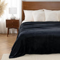 Luxury Fleece Warm Blanket, Soft Lightweight Velvety Plush Blanket for Sofa and Bed, Cozy Comfy for All Seasons(Black, 108×90 Inches)