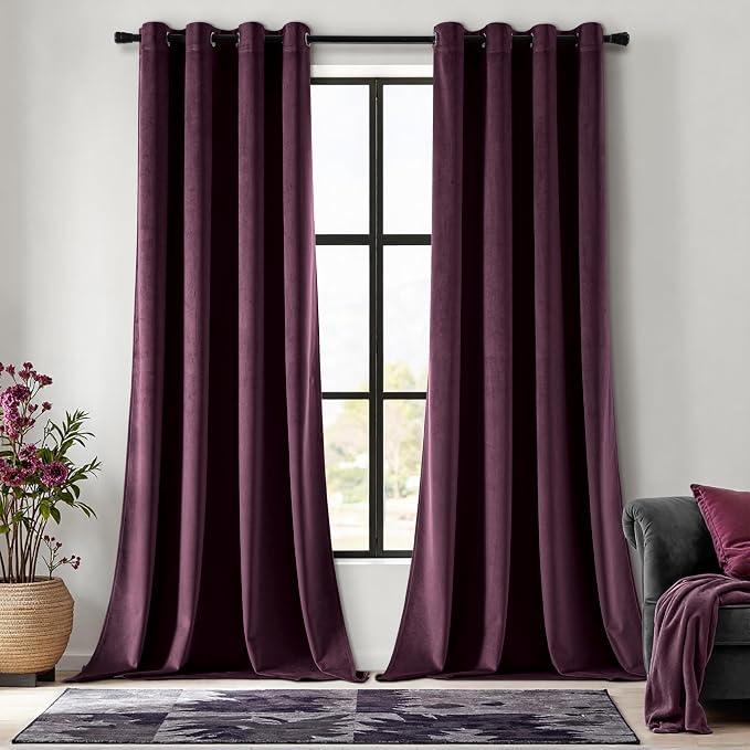 MIULEE Velvet Curtains Purple Orchid 52 x 108 Inch Length Set of 2 | Extra Long by MIULEE