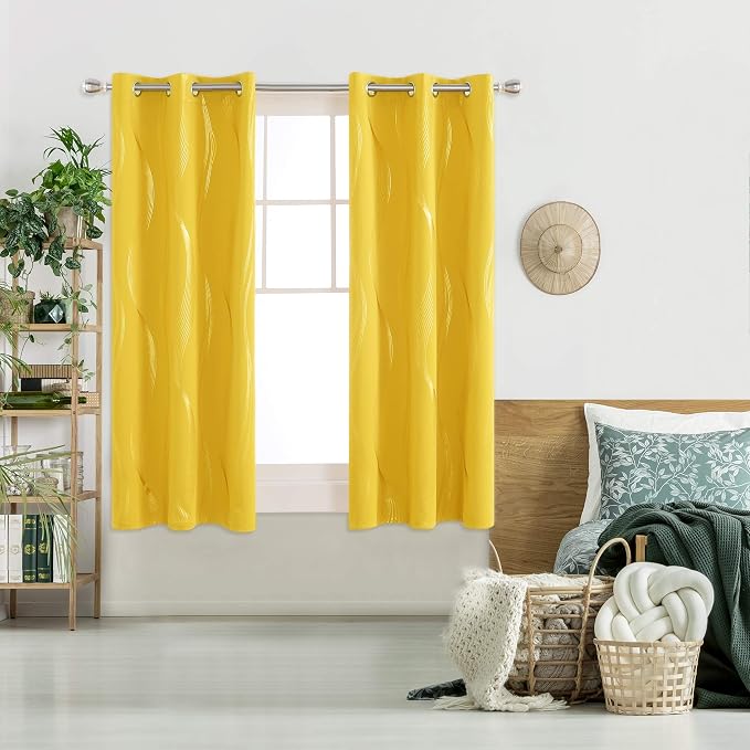 Deconovo Curtains for Living Room, Pattern Blackout Curtains 45 Inches Long | - Image 2