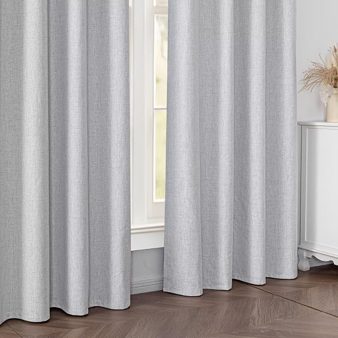 100% Blackout Curtains 84 inch Length 2 Panels Faux Linen Long Drapes - Image 7