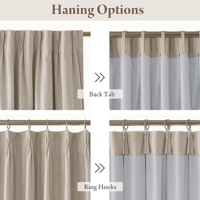 RYB HOME Linen Blackout Curtains 96 inches Long, 100% Blackout Noise Reducing - Image 6
