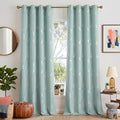 NICETOWN Aqua Blue Floral Blackout Curtain Panels 84 inches 2 Pieces | 52 by NICETOWN