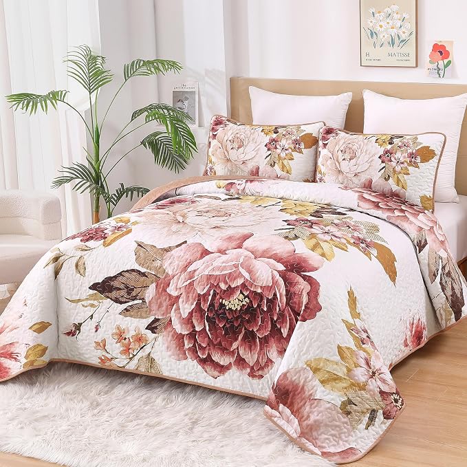 WONGS BEDDING Quilt King Size, Soft Microfiber Lightweight Farmhouse Bed Cover - Image 3