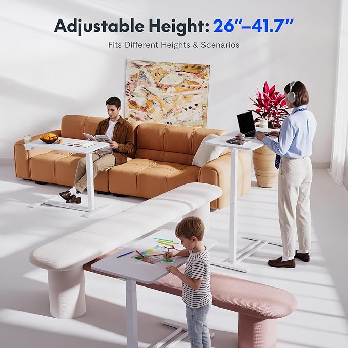 FLEXISPOT H7 28" Pneumatic Height-Adjustable Overbed Table - Image 6