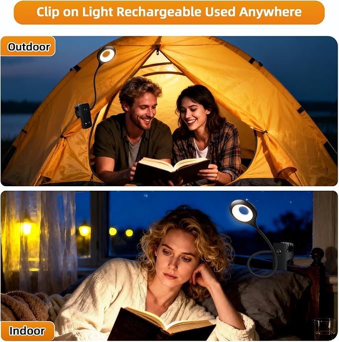 Akynite Clip on Light LED Desk Lamp 5 Brightness+5 Colors Rechargeable Lamp | - Image 7
