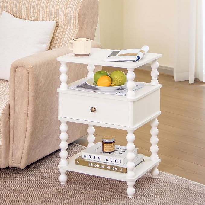 AWASEN White Nightstand, Bed Side Table Bedroom - Image 3