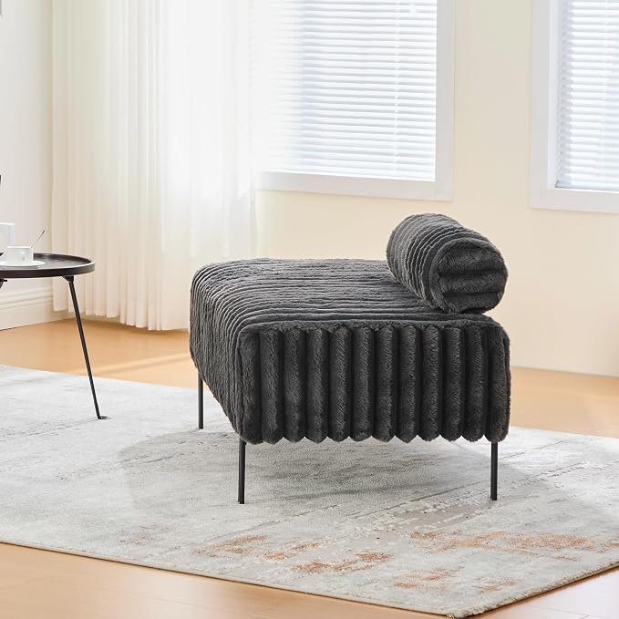 KEIKI 49.6" Upholstered Sofa End of Bed Bench Ottoman Footrest, Mini Loveseat - Image 5
