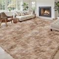 Area Rugs10x14 for Living Room, Dark Beige Tie-Dyed Large Shaggy Plush Rugs | by Junhejiamei