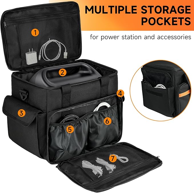 LEFOR·Z Carrying Case Compatible with Jackery Explorer 2000 v2/1500/1000 Plus/ECOFLOW Delta 2/BLUETTI AC180,Portable Power Station Travel Bag for Charging Cable and Accessories(Bag Only)