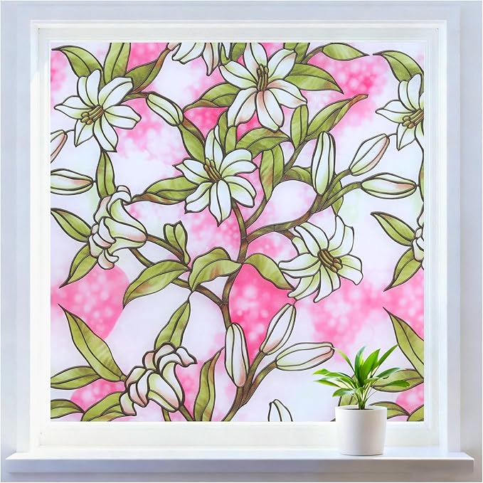 rabbitgoo Stained Glass Window Privacy Film, 35.4" X 78.7" | Anti UV Heat by rabbitgoo