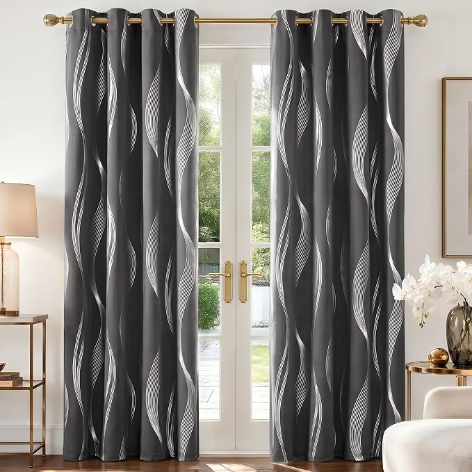 Deconovo Curtains for Living Room, Pattern Blackout Curtains 63 Inches Long | by Deconovo