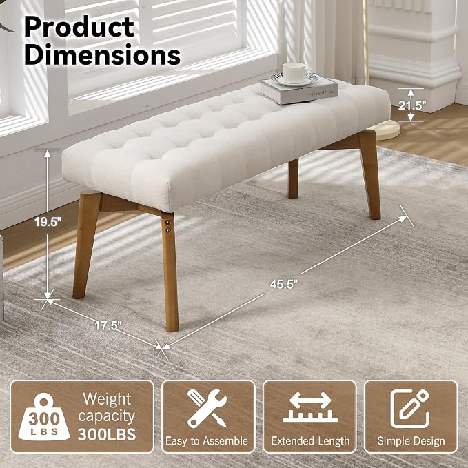 DUOMAY 45.5 Sherpa Upholstered End of Bed Bench - Image 2
