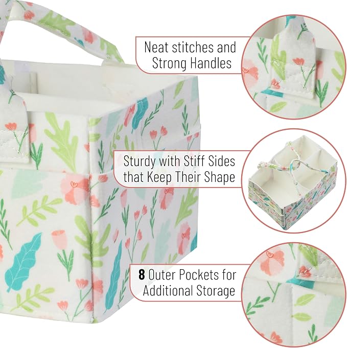 Mr. Pen- Baby Diaper Caddy Organizer, Blooming Palette | Nursery Storage Bin - Image 3