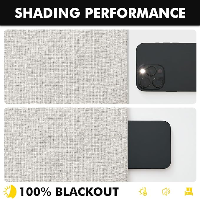 MIULEE 100% Blackout Linen Curtains 42 x 84 Inch Cream White 2 Panels | Thermal - Image 7