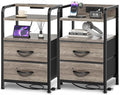 Huuger Nightstands Set of 2, Night Stand, Charging Station, USB-C Ports | 2 by Huuger