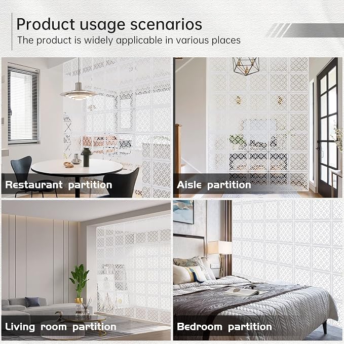 12PCS Hanging Room Divider Wall Screen Panel Room Divider Panels -White02 | - Image 4