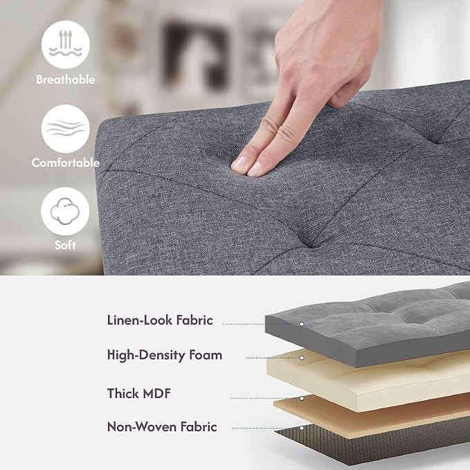 Folding Storage Ottoman Bench, Ottoman Foot Rest, End of Bed Bench, Storage - Image 4