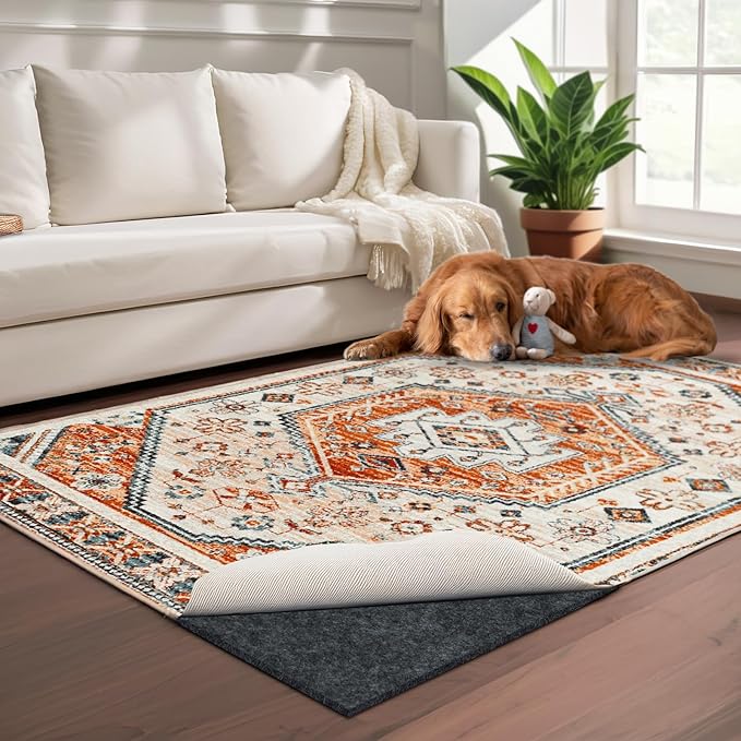 100% Waterproof Rug pad, 9x12 ft Area Rug Non-Slip Rug Pads, 1/4" Thick Carpet Pads for All Floors and finishes, Felt pad for Hardwood Floors, Keep Carpets in Place Soft and Secure