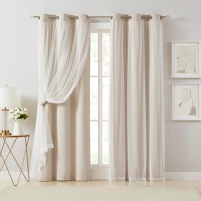 Bujasso Beige Moderate Blackout Curtains by Bujasso