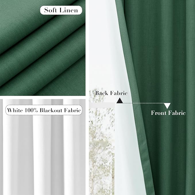 Joywell 100% Blackout Extra Long Linen Curtains 120 Inch Long - Image 5