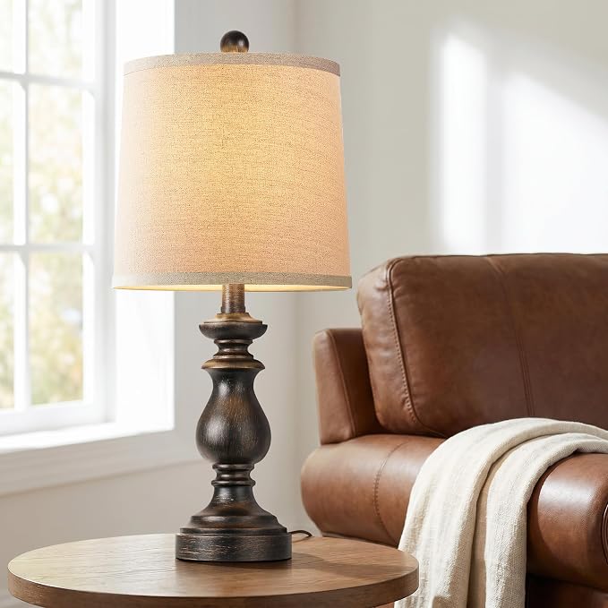 Traditional Table Lamp Set of 2, Rustic Farmhouse Table Lamps - Image 6