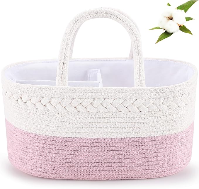 ABenkle Diaper Caddy Organizer, Rope Woven Storage Baske, Nursery Storage Basket by ABenkle