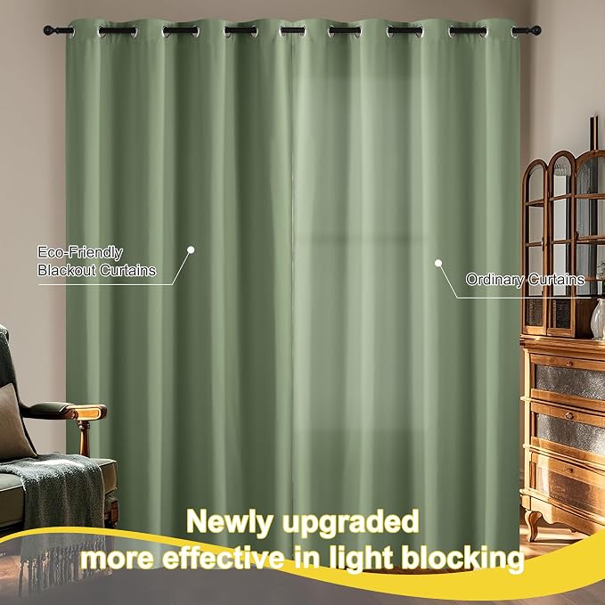 NICETOWN Olive 100% Blackout Curtains 90 inch Long - Image 6