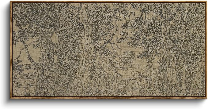InSimSea Extra Large Framed Vintage Wall Art, Rustic Forest Sketch, 20x40In | by InSimSeaArt