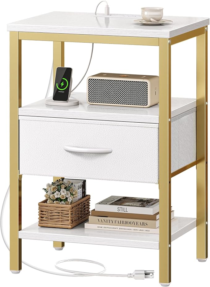 SUPERJARE Nightstand with Charging Station, USB-C Port, Bedside Table | Night by SUPERJARE