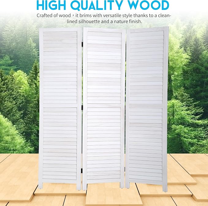 BLKMTY Room Divider 3 Panel Privacy Screen Folding Screen 5.6ft Tall Wood - Image 2