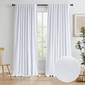 White Linen Full Blackout Curtains by KEQIAOSUOCAI