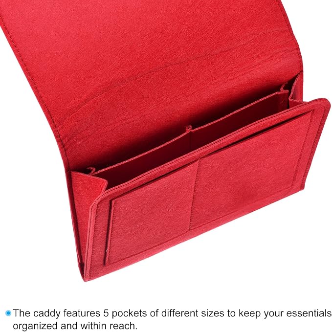 PATIKIL 11in Bedside Caddy, Bed Caddy Bedside Organizer Hanging 5 Pocket Soft - Image 3