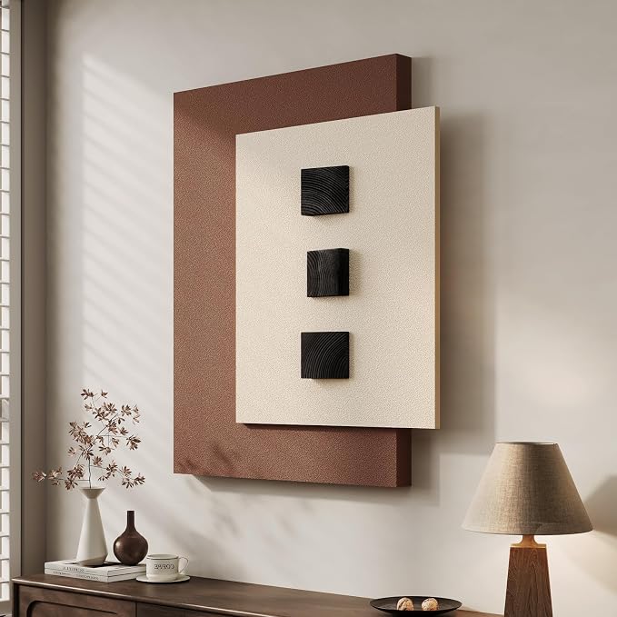 Cuspin Modern 3D Wood Wall Art for Living Room, Neutral Minimalist Textured by Cuspin