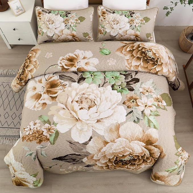 WONGS BEDDING Fall Quilt King Size, Soft Microfiber Reversible Bed Cover Set - Image 2