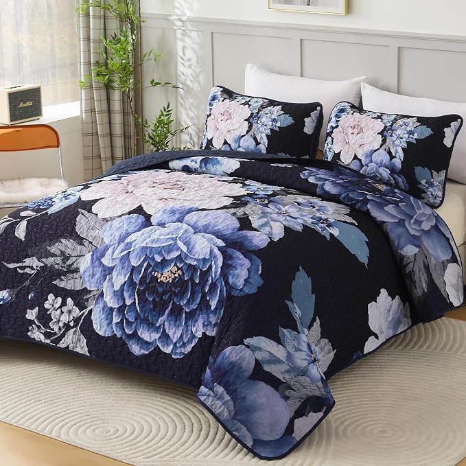 WONGS BEDDING Quilt King Size, Soft Microfiber Lightweight Farmhouse Bed Cover - Image 2