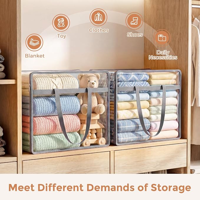 6 Pack Clear Storage Bags for Clothes, 45L Closet Organizers and Storage | - Image 4