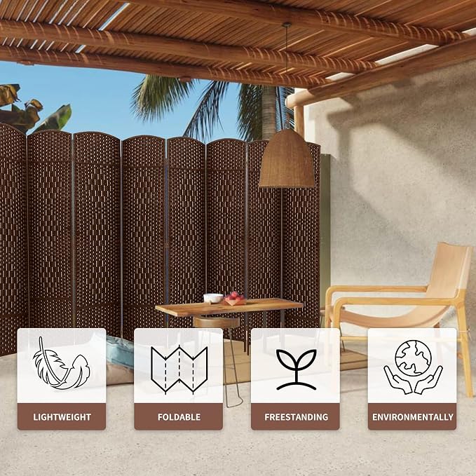 8 Panel Room Divider, 6 FT Wide Folding Screen Room Divider - Image 6