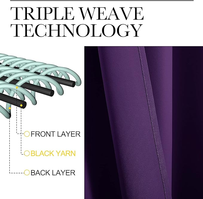 NICETOWN Triple Weave Home Decoration Thermal Insulated Solid Ring Top Blackout - Image 4