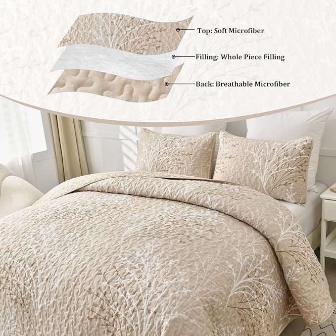 DJY Beige Quilt Set California King Size - Image 8