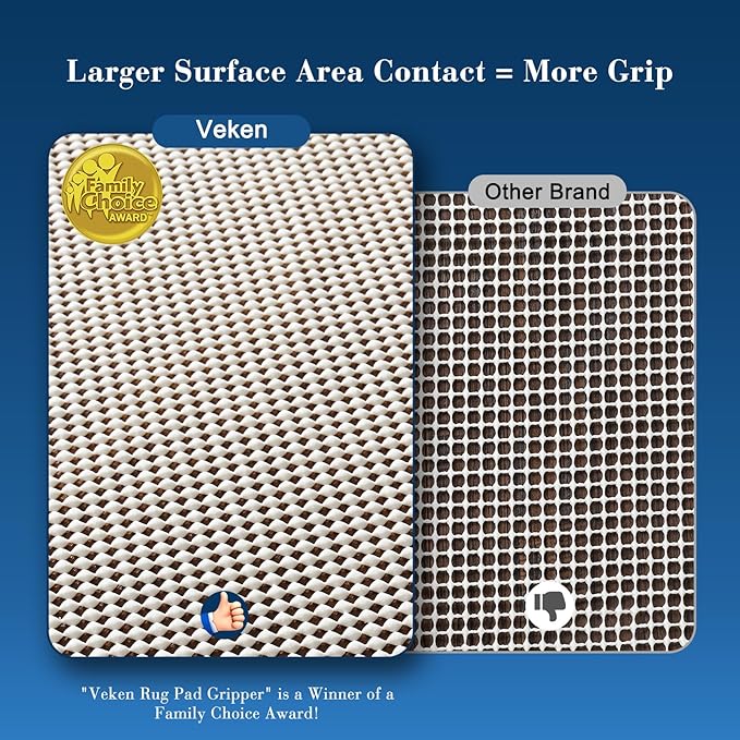 Veken 5x8 Ft Rug Pad Gripper for Hardwood Floors, Non Slip Rug Pads for Area Rugs, Thick Rug Grippers for Tile Floors, Under Carpet Anti Skid Mat, Keep Your Rugs Safe and in Place