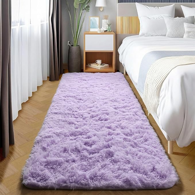 Light Purple Runner Rugs for Bedroom Living Room, Fluffy 2x6 Bedside Hallway - Image 6