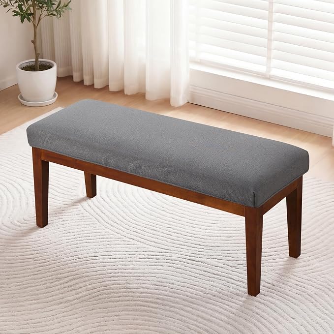 43.5" Upholstered Bedroom Bench, Linen Entryway Bench by CACFTII