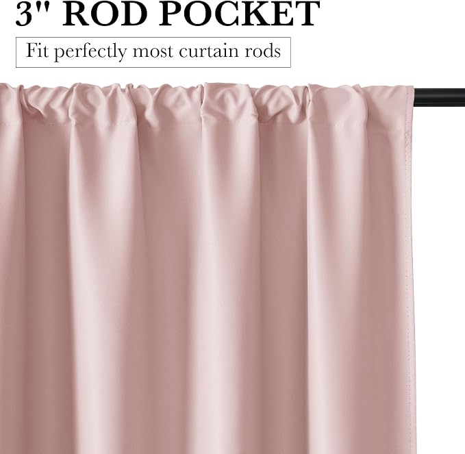 RYB HOME 100% Blackout Basement Curtains 24 inches Long, Heat & UV Blocking | - Image 3