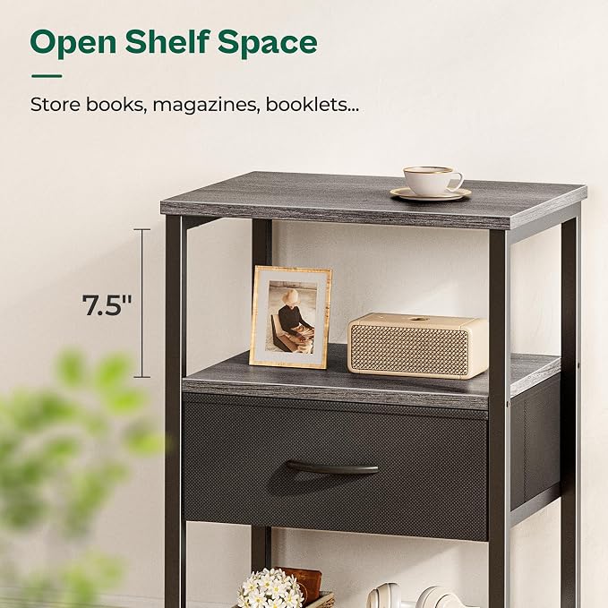 Huuger Night Stand with 2 Drawers, Bed Side Table with Open Shelf | Bedroom - Image 7