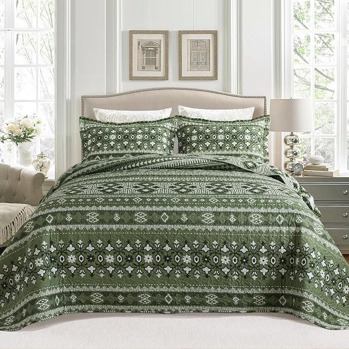 BEDIFANY Quilts King Size, Reversible Lightweight Boho Bedspread | Geometry by BEDIFANY