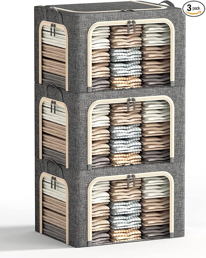 3 Openings Large Clothes Storage Bins by Furnhome
